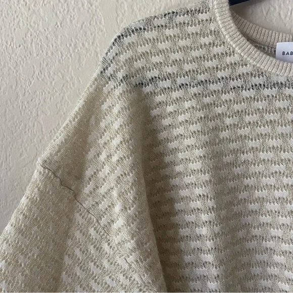 Aritzia Babaton Gold Metallic Oversized Mohair Wool Neutral Sweater XXS - Picture 6 of 9